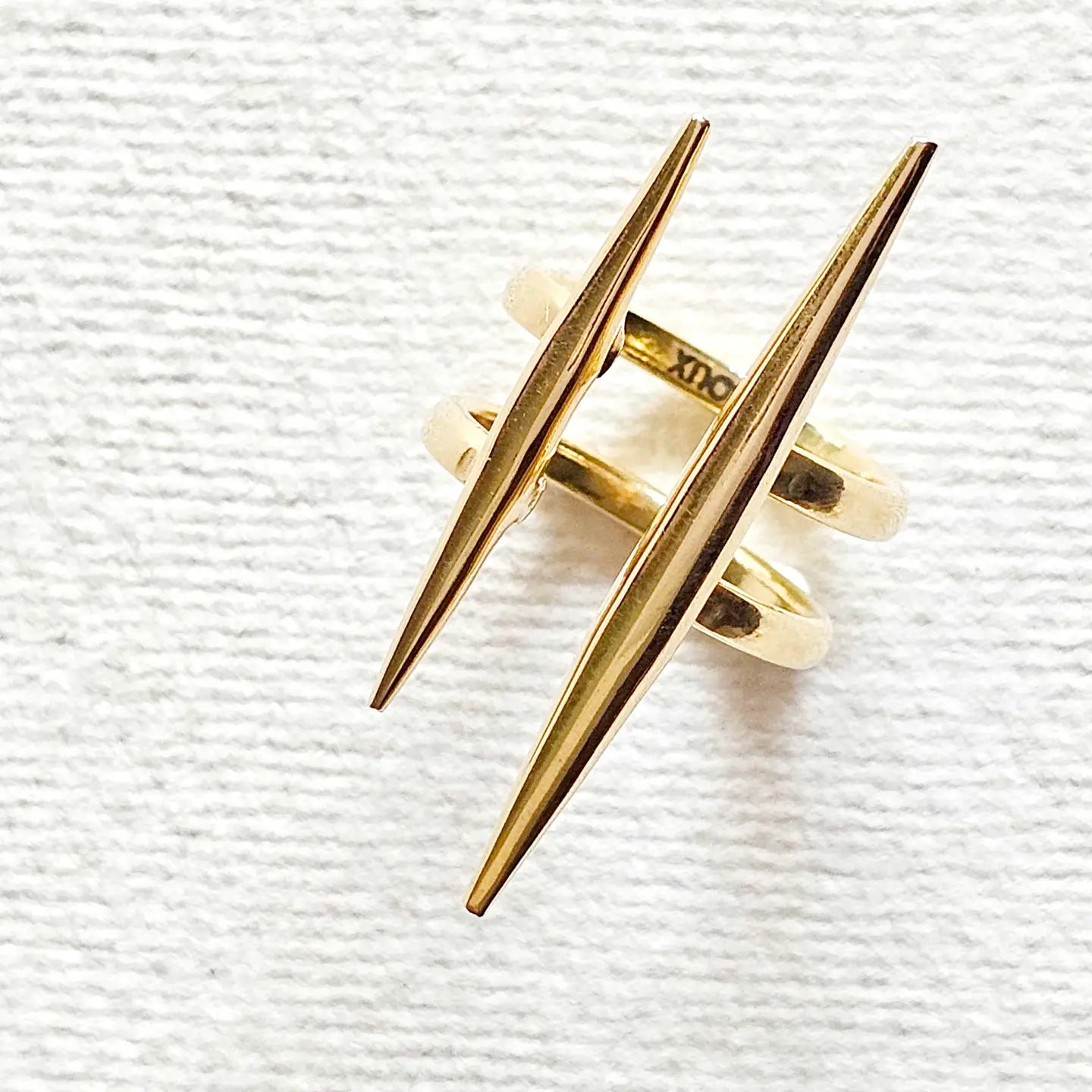 Brass Double Spike Ring Handcrafted