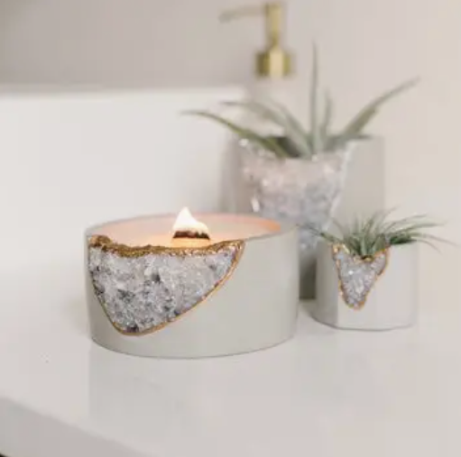 White Geode Crystal Candles