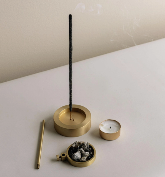 Delicada Brass and Ceramic Incense Holder + Burner Collection