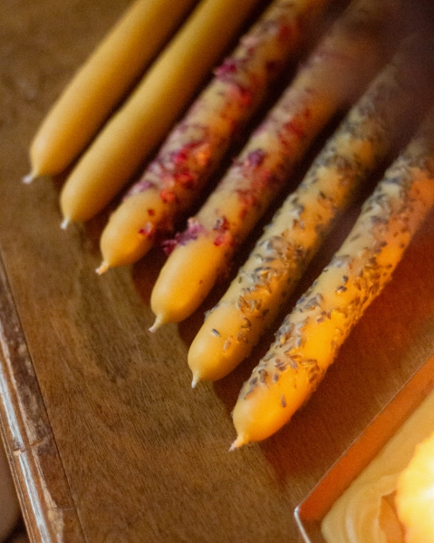 Beeswax Wolf and Moon Candles