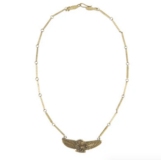 Reclaimed Metal Swooping Owl Necklace