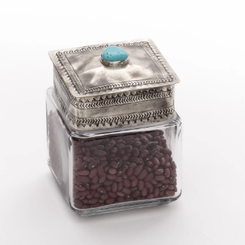 Silver + Turquoise Glass Bottom Canister Collection