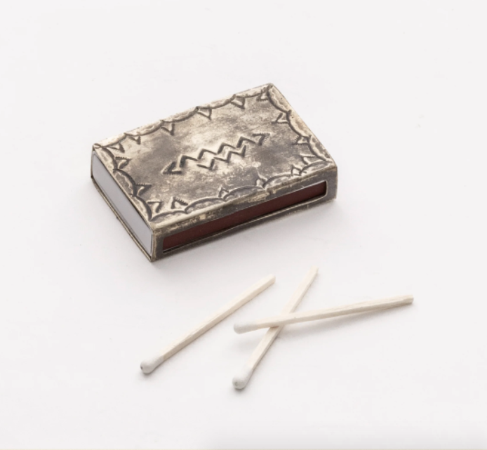 Rustic Silver Stamped Matchbox