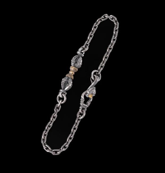 Vajra Wisdom Bracelet- Silver and Leather