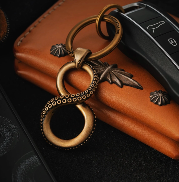Infinity Brass Keychain- Octopus and Snake