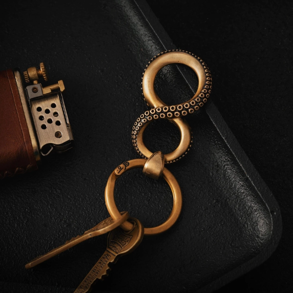 Infinity Brass Keychain- Octopus and Snake