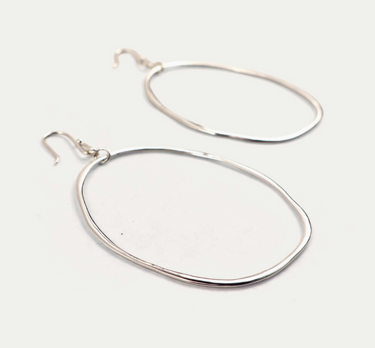 Hand Shaped Silver Hoop