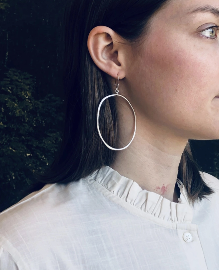 Hand Shaped Silver Hoop