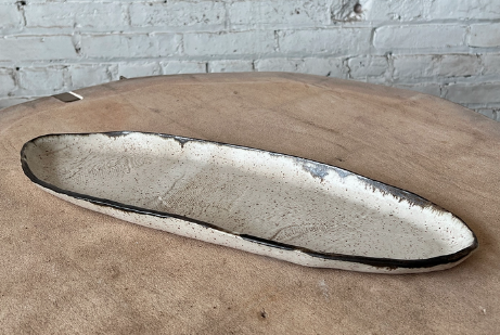 Luna Ceramic Textured Oval Tray