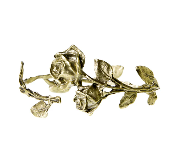 Reclaimed Metal Cuff | Rose with Leaves