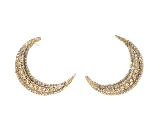 Reclaimed Metal Earrings | Large Moon Studs