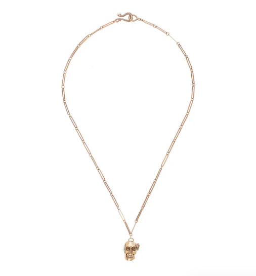 Reclaimed Metal Necklace | Skull with Rose