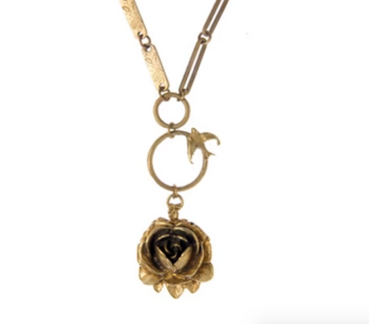 Reclaimed Metal Necklace | Single Rose