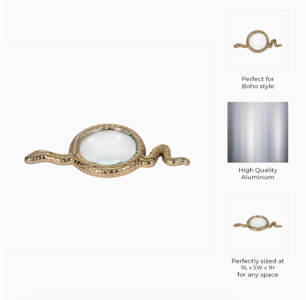 Brass Magnifying Glass- Snake