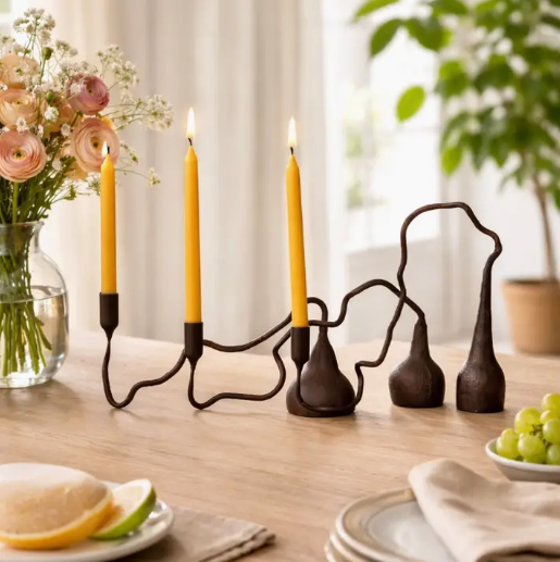 Sculptural Iron Candle Holder Collection