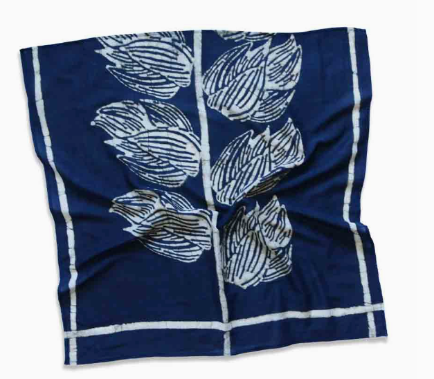 Floral Block Printed Silk Blend Bandana