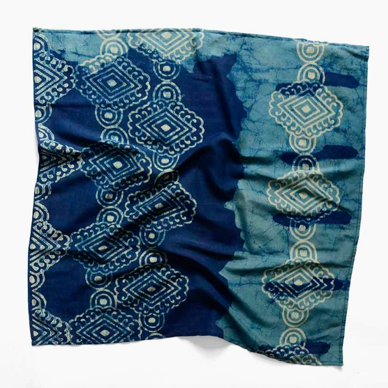 Floral Block Printed Silk Blend Bandana