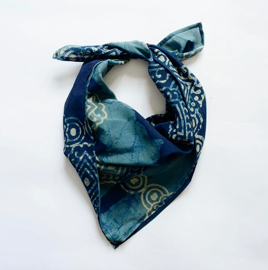 Floral Block Printed Silk Blend Bandana