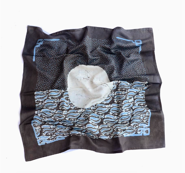 Floral Block Printed Silk Blend Bandana