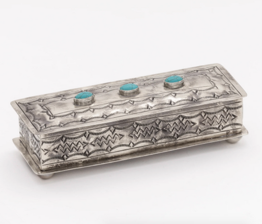 Rustic Silver Stamped Eyeglass Box