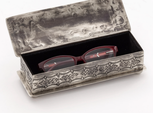 Rustic Silver Stamped Eyeglass Box