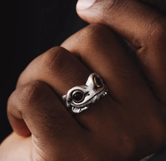 Tree Frog Ring in Silver and Brass