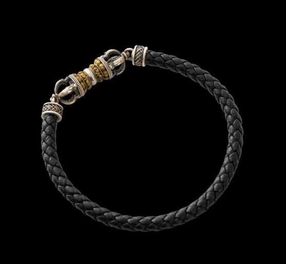 Vajra Wisdom Bracelet- Silver and Leather