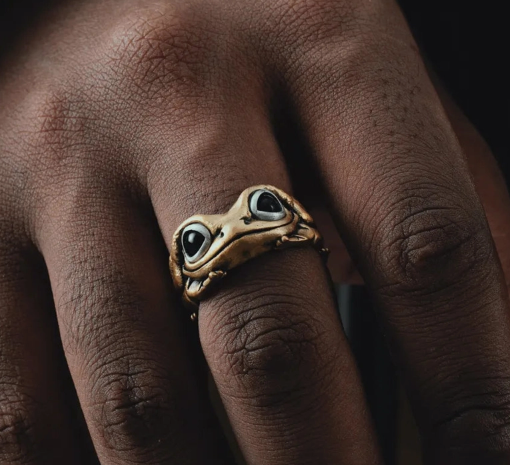 Tree Frog Ring in Silver and Brass