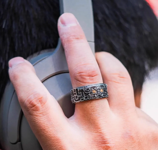 Ancient Oriental Symbolism Silver Ring