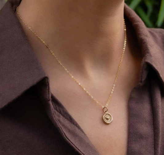 Brass Heart Charm Necklace