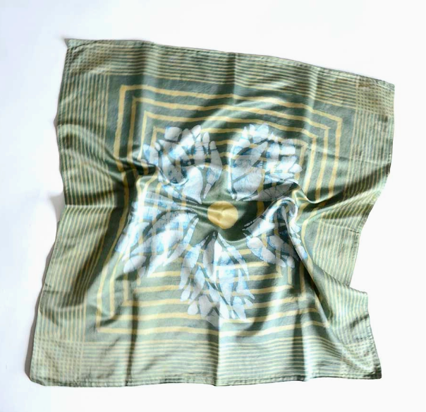 Floral Block Printed Silk Blend Bandana