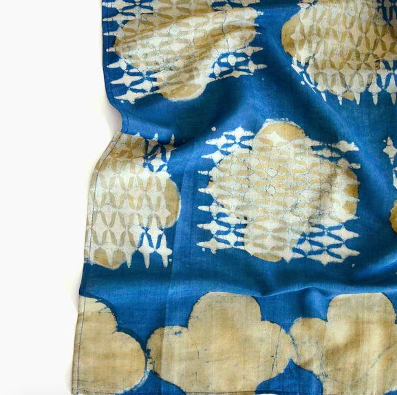 Floral Block Printed Silk Blend Bandana