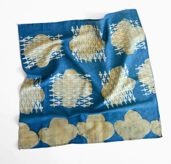 Floral Block Printed Silk Blend Bandana