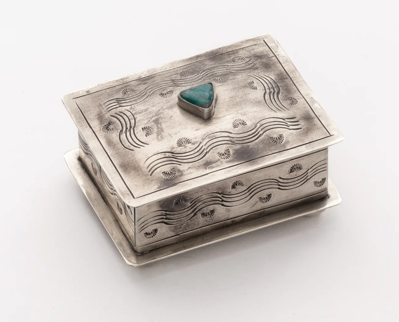 Small Stamped Box with Turquoise