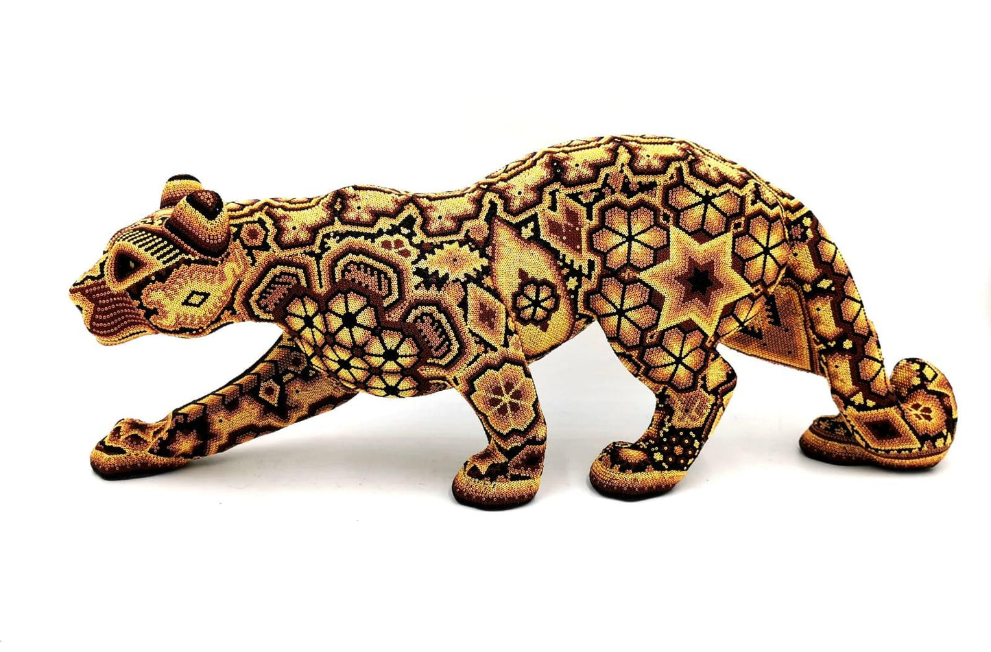 Prowling Sun Jaguarra | Huichol Beaded