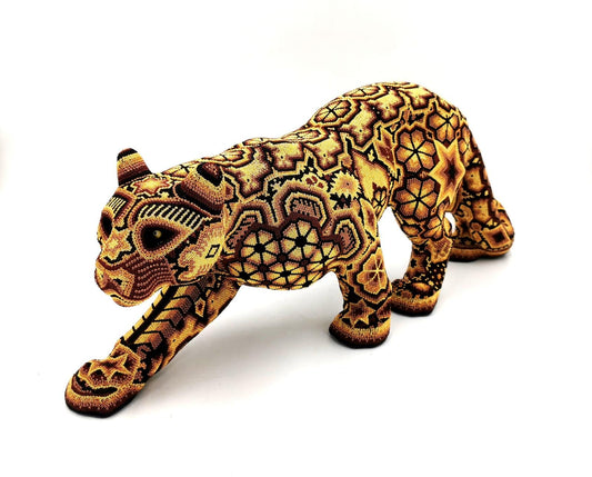 Prowling Sun Jaguarra | Huichol Beaded