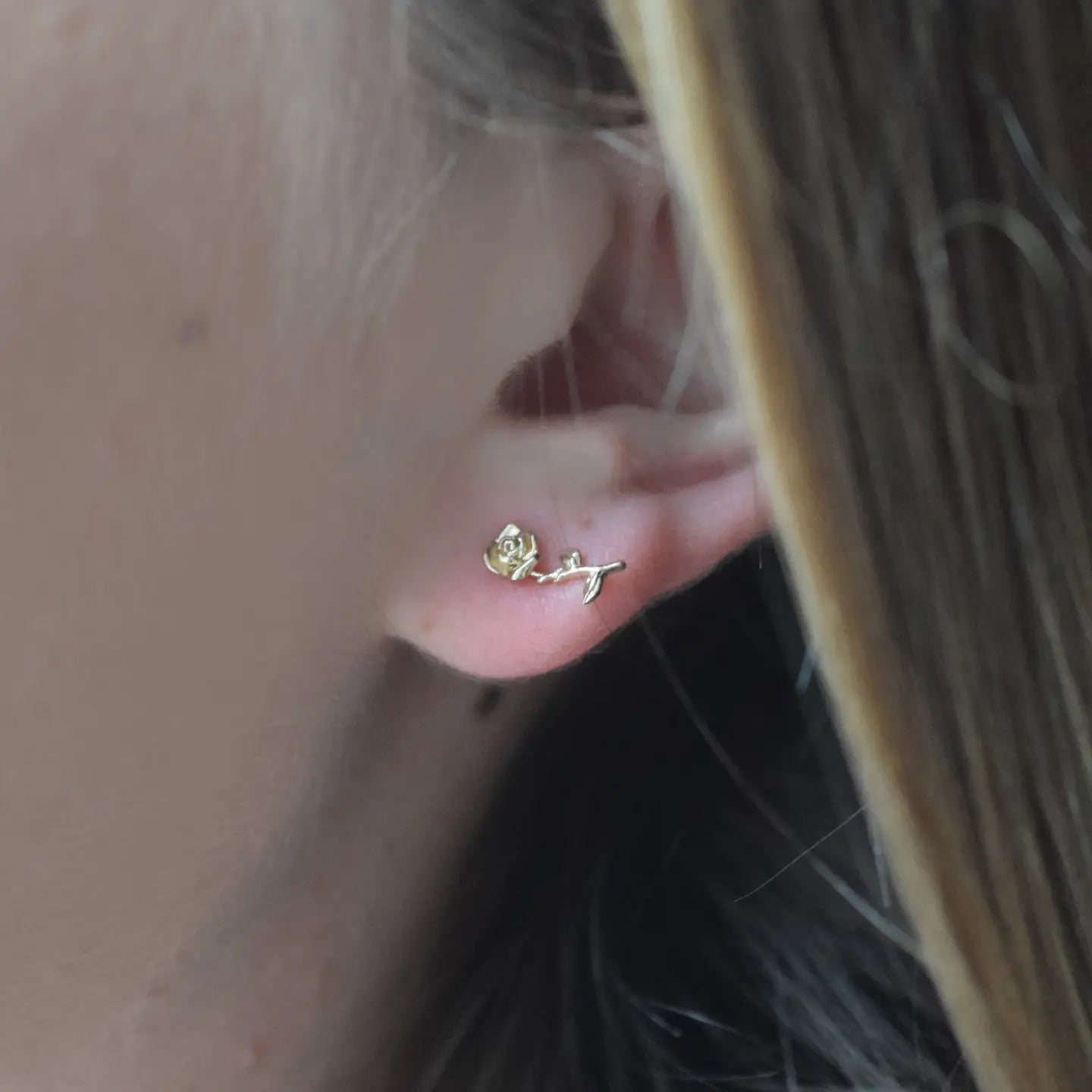 Solid 14kt Gold Forever Rose Studs