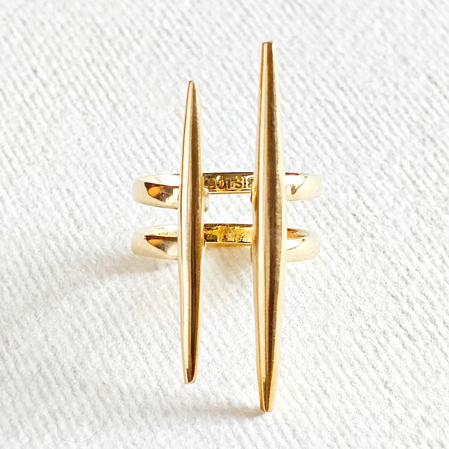 Brass Double Spike Ring Handcrafted