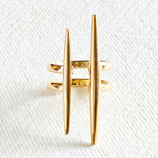 Brass Double Spike Ring Handcrafted