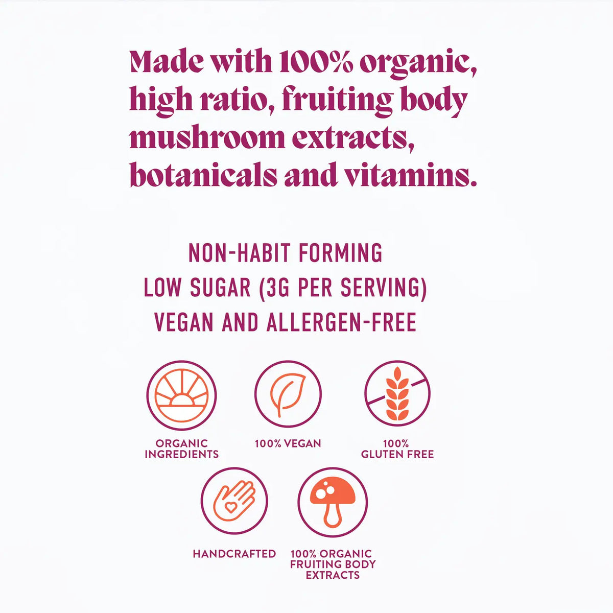 Mushroom Gummies (30) / Vegan Supplement / Mood Elevate , Concentrate, Hibernate