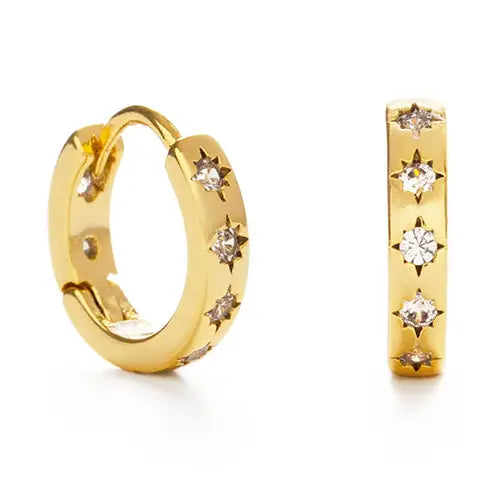 Huggie Hoops with Starburst 10mm