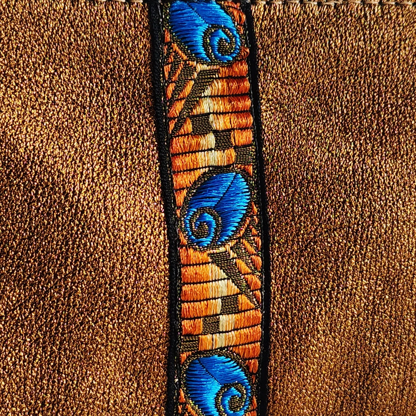 Golden Peacock Italian Leather with French Trim Pouch
