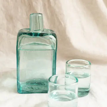 Bedside Carafe Set - Handblown, Recycled Glass