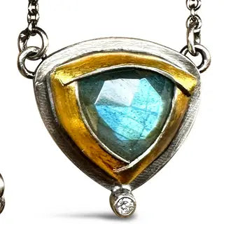 Petite Tri Fold Necklace with Diamond