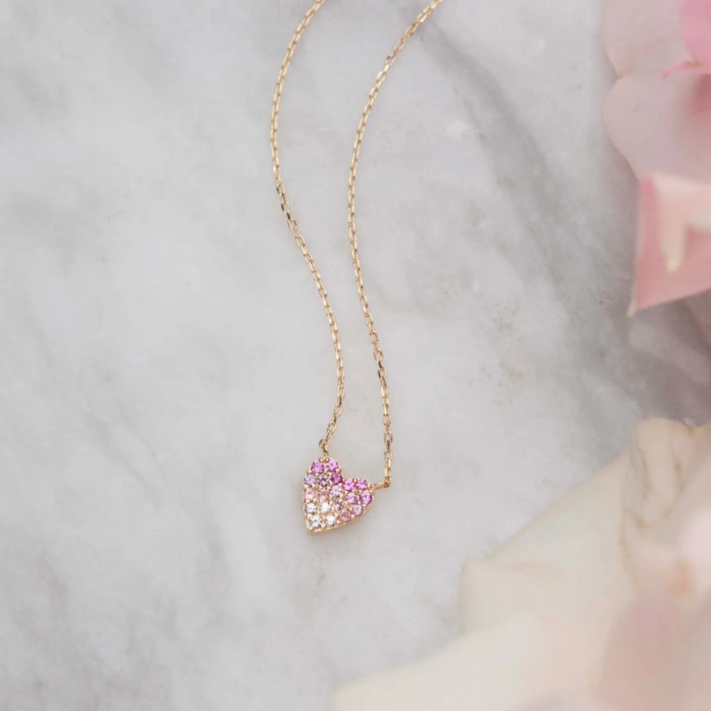 14kt Pink Sapphire Heart Necklace
