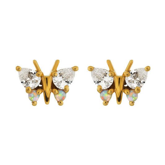 Opal and Diamond Butterfly Belle Studs