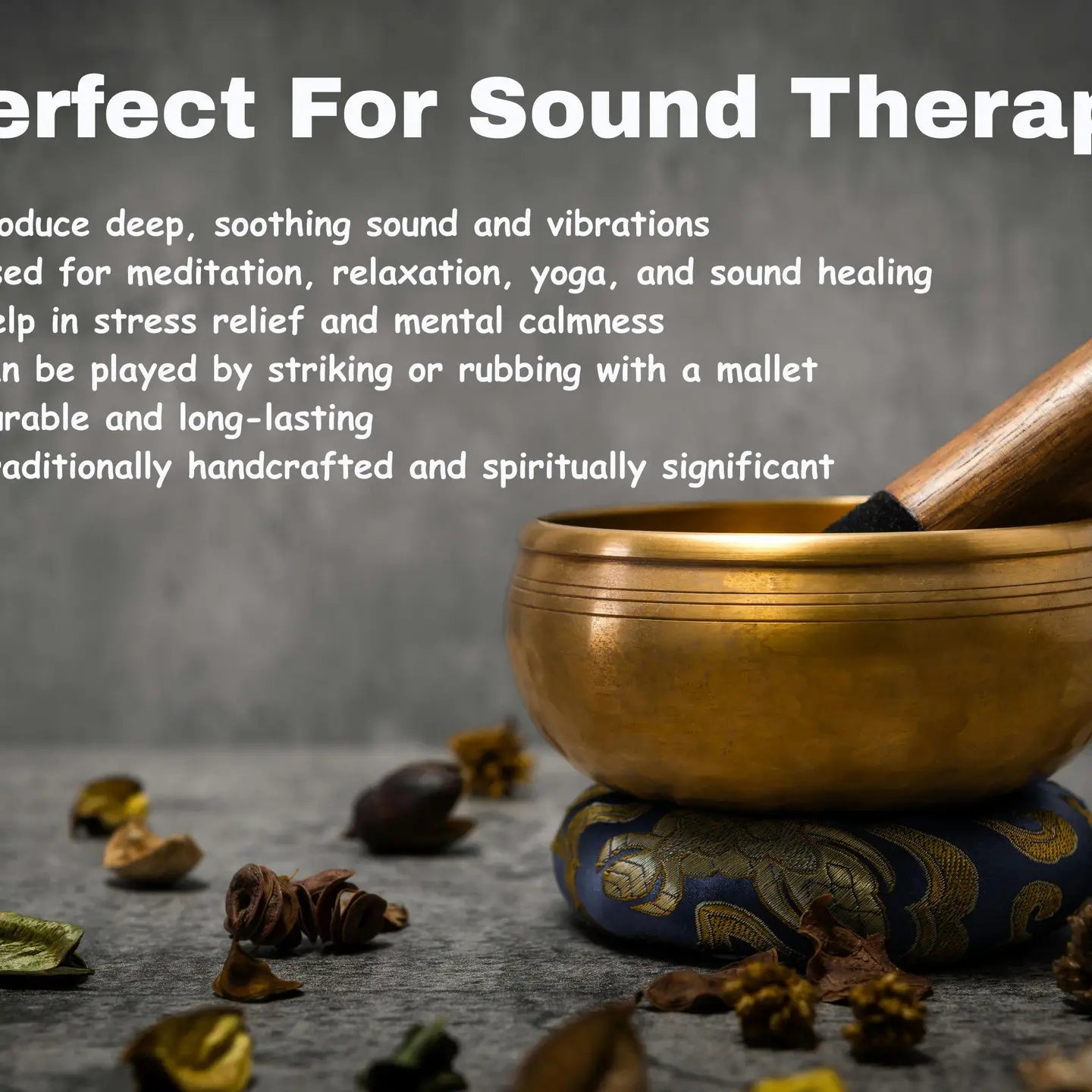 Handmade Tiger Eye Tibetan Singing Bowl – Seven Metal, Sound Healing