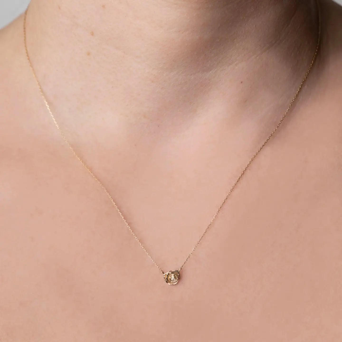 14kt Gold Diamond Rose Pendant