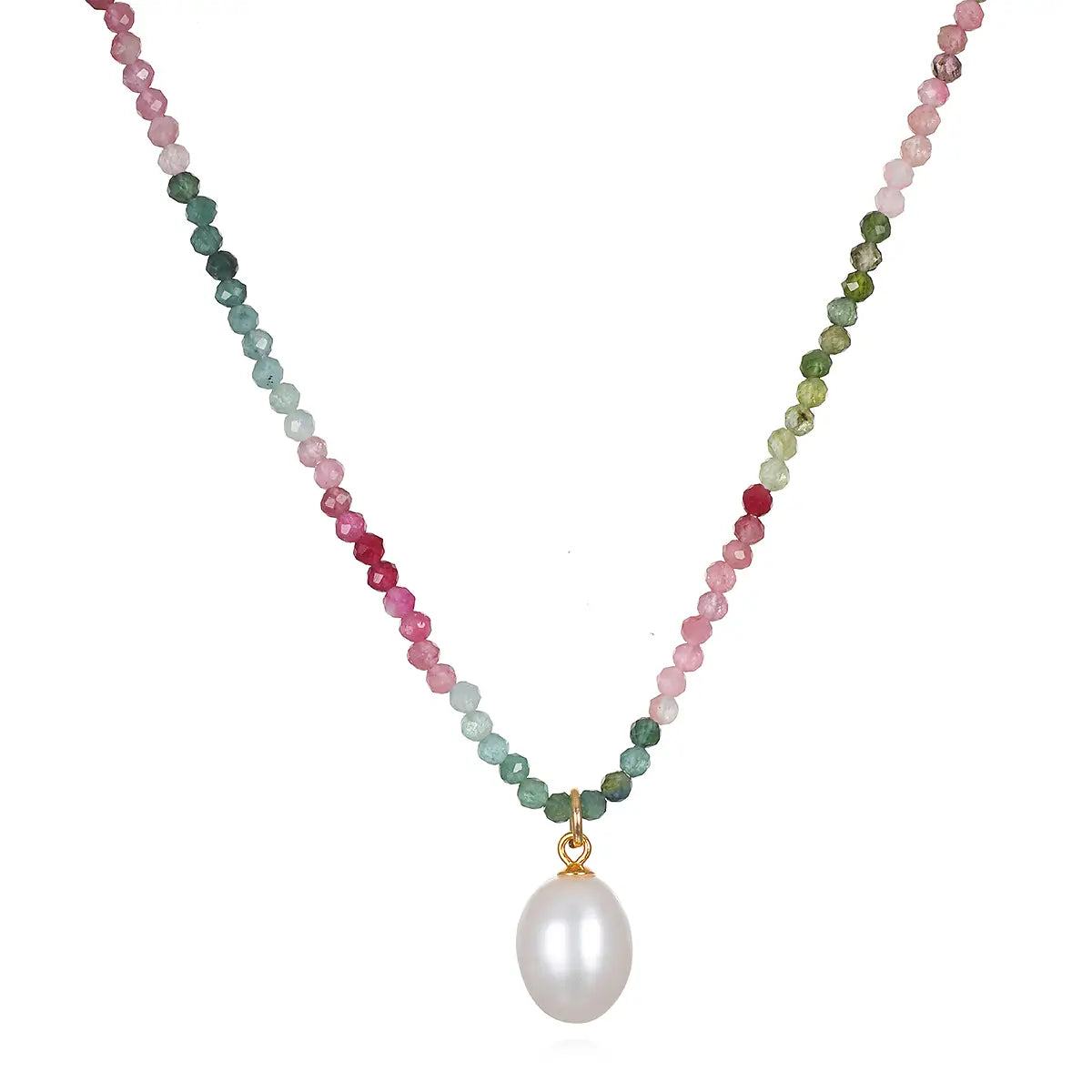 Watermelon Tourmaline Pearl Choker gemstone