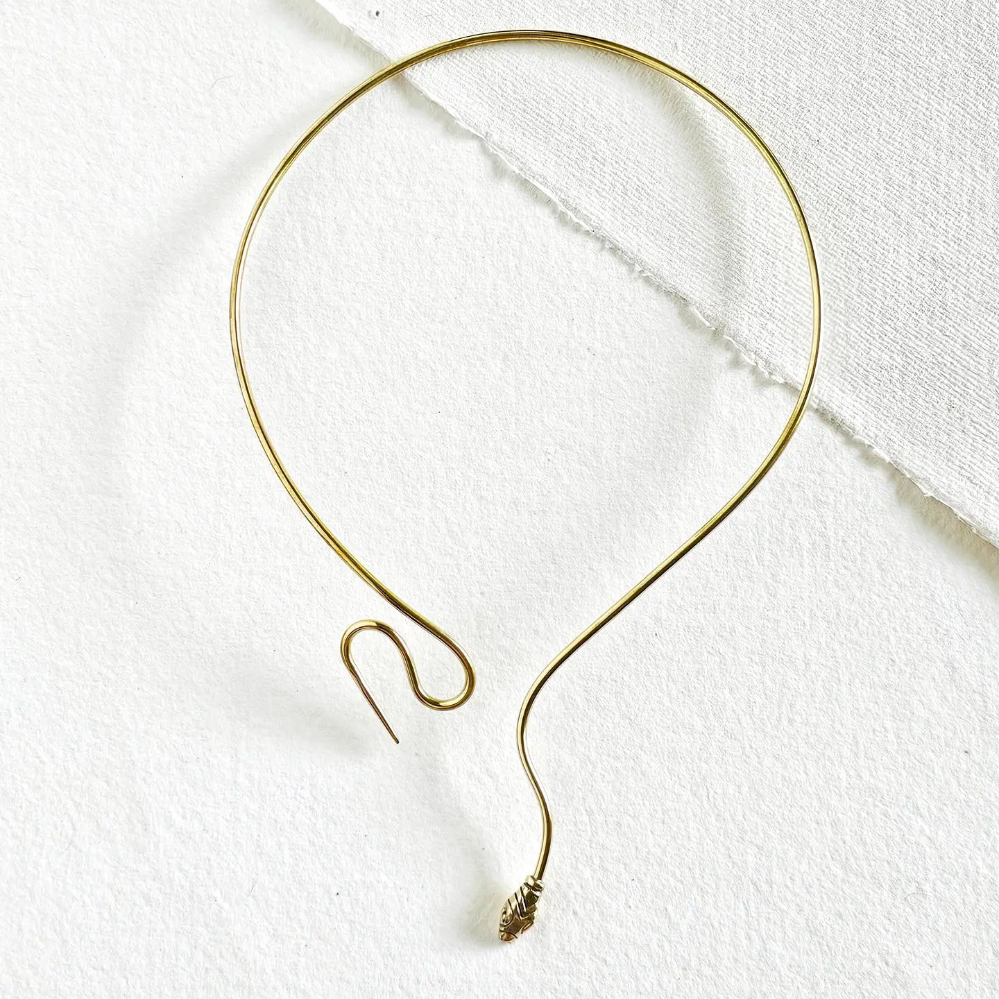 Brass Snake Serpent Collar Choker Necklace